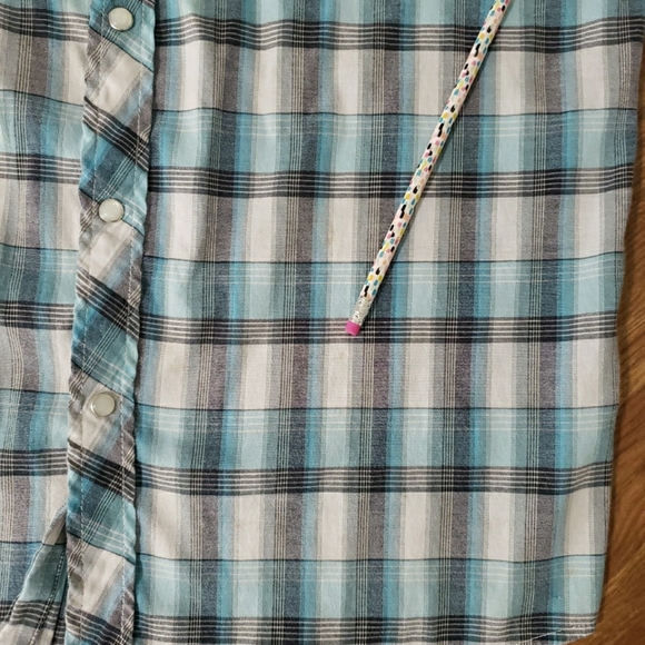 Casual Country Mens Long Sleeve Pearl Snap Shirt Blue Plaid Size XL *FLAW - Picture 16 of 16